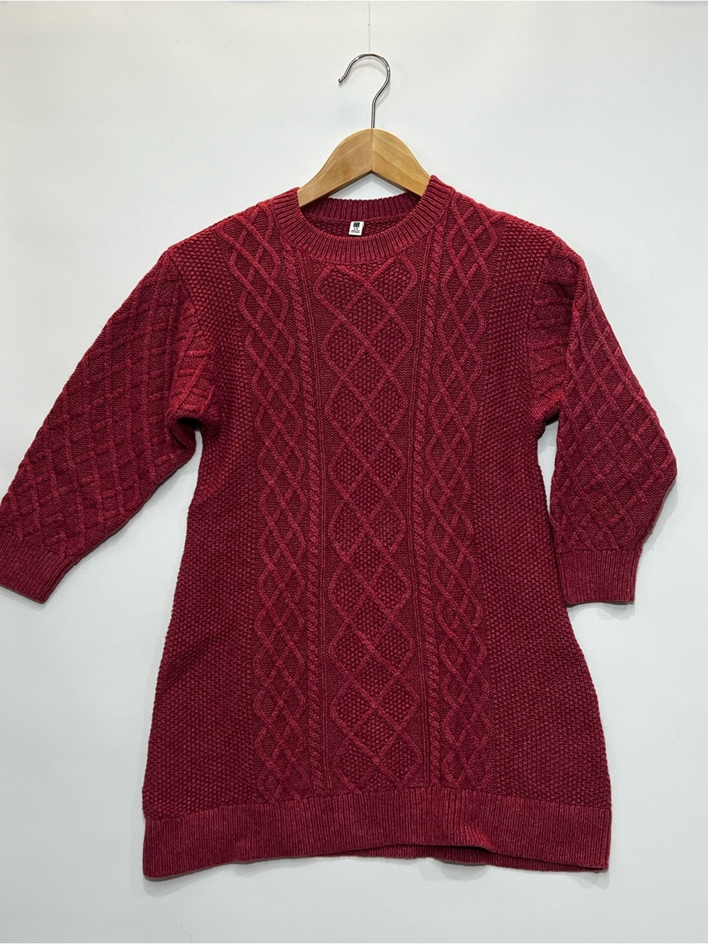 Girls Cable Knit Crewneck Sweater Dress
